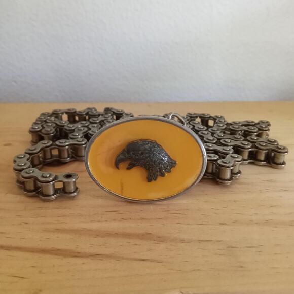 VINTAGE Harley Easy Rider 1970s Eagle Head Belt 42 44 Motorcycle Primary Chain - Picture 1 of 7